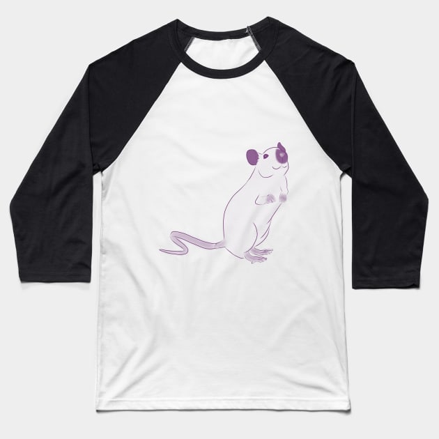 Purple Outline Rat Baseball T-Shirt by eckokitten